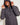 Dark gray hooded puffer jacket with chest logo and full-zip front