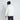 White hooded puffer jacket, back view, black zipper and black hood edge trim