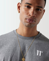 Charcoal marl crew-neck T-shirt with short sleeves and small 11° chest logo