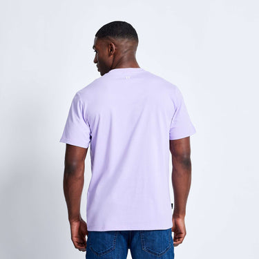 Back view of light lavender crew-neck short-sleeve T-shirt