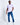 Light lavender crew-neck short-sleeve T-shirt worn with blue jeans
