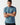 Blue short-sleeve T-shirt with small chest logo, front view