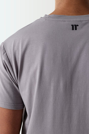 Frost grey crew-neck muscle-fit T-shirt, short sleeves, back 11° logo