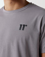 Frost grey crew-neck muscle-fit T-shirt, short sleeves, front 11° logo