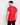 Red crew-neck T-shirt with short sleeves and small back logo, back view on model