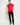 Red crew-neck T-shirt with short sleeves and small chest logo, full-body view
