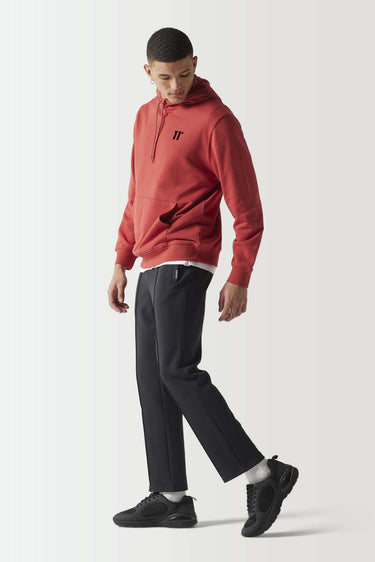 Red ochre pullover hoodie, long sleeves, kangaroo pocket, drawstring hood
