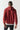 Red ochre pullover hoodie back view with hood and drawstring