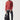 Red crewneck sweatshirt with ribbed cuffs and hem, small black chest logo