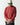 Red crewneck sweatshirt with ribbed hem and cuffs, small black chest logo