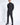 Men's black tech jacket with hood and front zip, shown in full-body view