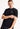 Black crew-neck t-shirt with 3D embroidered chest logo and branded hem strip