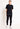 Black crew-neck t-shirt with 3D chest logo and branded hem strip