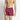 Maroon micro taped swim shorts with elastic waistband and side logo patch.