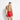 Men's red swim shorts viewed from back with white stripe tape