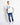 White crew-neck T-shirt with chest crest graphic and short sleeves