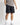 Black woven cargo shorts with side cargo pockets and straight hem