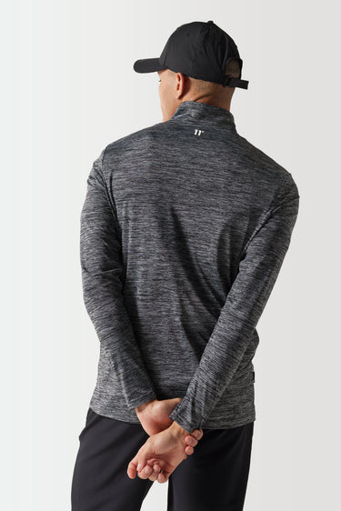 Space Dye Long Sleeve Quarter Zip - Black