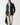 Longline puffer jacket in black with attached hood and front zipper