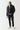 Black panel puffer jacket with full-zip front and quilted padding, logo on chest