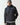 Black overhead hybrid jacket with hood and high collar, front zip, quilted chest