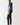 Navy and light blue color-block hooded pullover jacket, side view