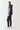 Navy and light blue color-block hooded pullover jacket, side view