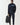 Navy full-zip sweat top with light blue chest panel and front zipper