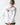 White hoodie with back graphic print and drawstring hood, black ribbed hem