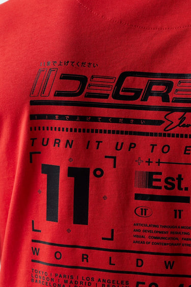 Fiery red t-shirt back graphic print with Tech and grid lines