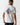 White crew-neck T-shirt with large back crest graphic