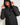 Hooded black puffer jacket with full-zip front and chest logo