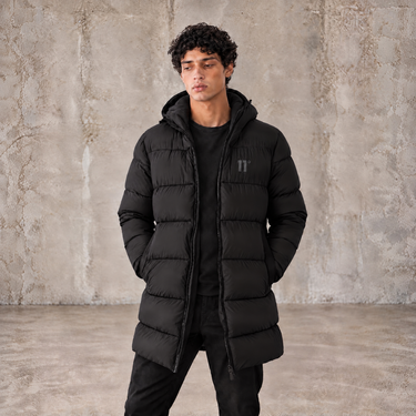 Longline Puffer Jacket - Black