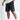 Black sweat shorts with right-thigh logo patch and side pockets
