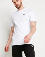 White crew-neck core t-shirt with short sleeves, front view and '11' chest logo