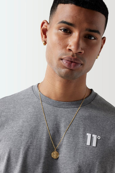 Charcoal marl crew-neck T-shirt with short sleeves and small 11° chest logo
