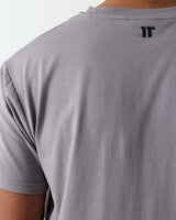 Frost grey crew-neck muscle-fit T-shirt, short sleeves, back 11° logo