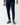 Navy slim-fit joggers, tapered legs with ankle cuffs and two side pockets