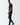 Navy slim-fit joggers with tapered legs, side pockets, and drawstring waist