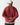 Red crewneck sweatshirt, back view with small black logo near neck, ribbed hem