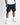 Black sweat shorts with side pockets and straight knee-length cut