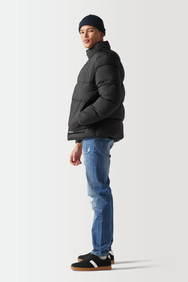 Sustainable Distressed Slim Tapered Jeans - Mid Wash