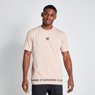 Hem Print T-Shirt - Putty Pink
