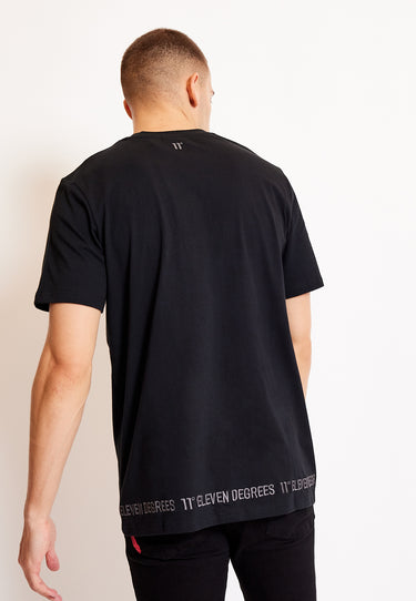 3D Embroidery Hem T-Shirt - Black