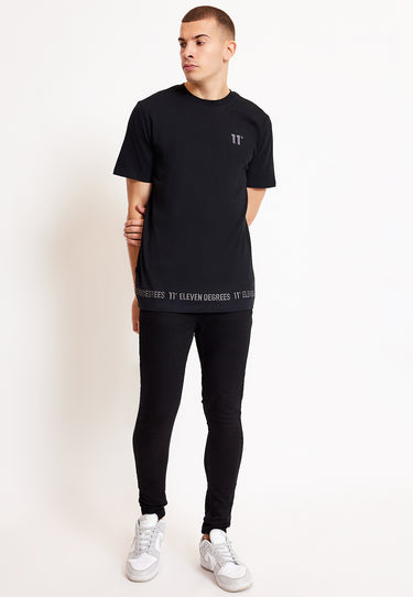 3D Embroidery Hem T-Shirt - Black