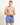 Blue swim shorts with elastic waistband and side taping; small logo on leg.