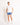Blue swim shorts with elastic waistband and side taping; visible small logo detail.