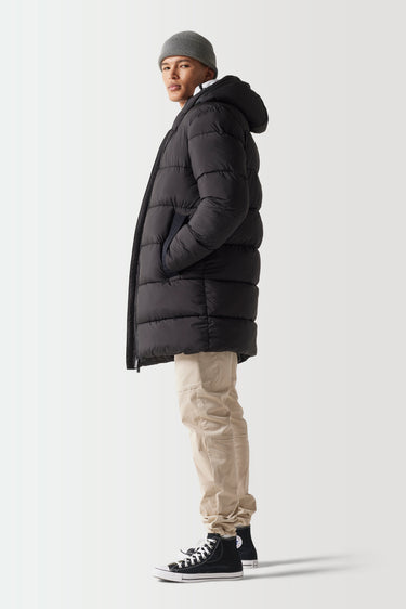 Longline Puffer Jacket - Black