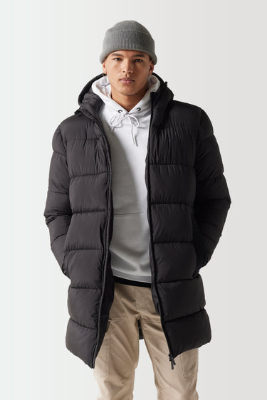 Longline Puffer Jacket - Black