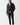Black panel puffer jacket with full-zip front and quilted padding, logo on chest